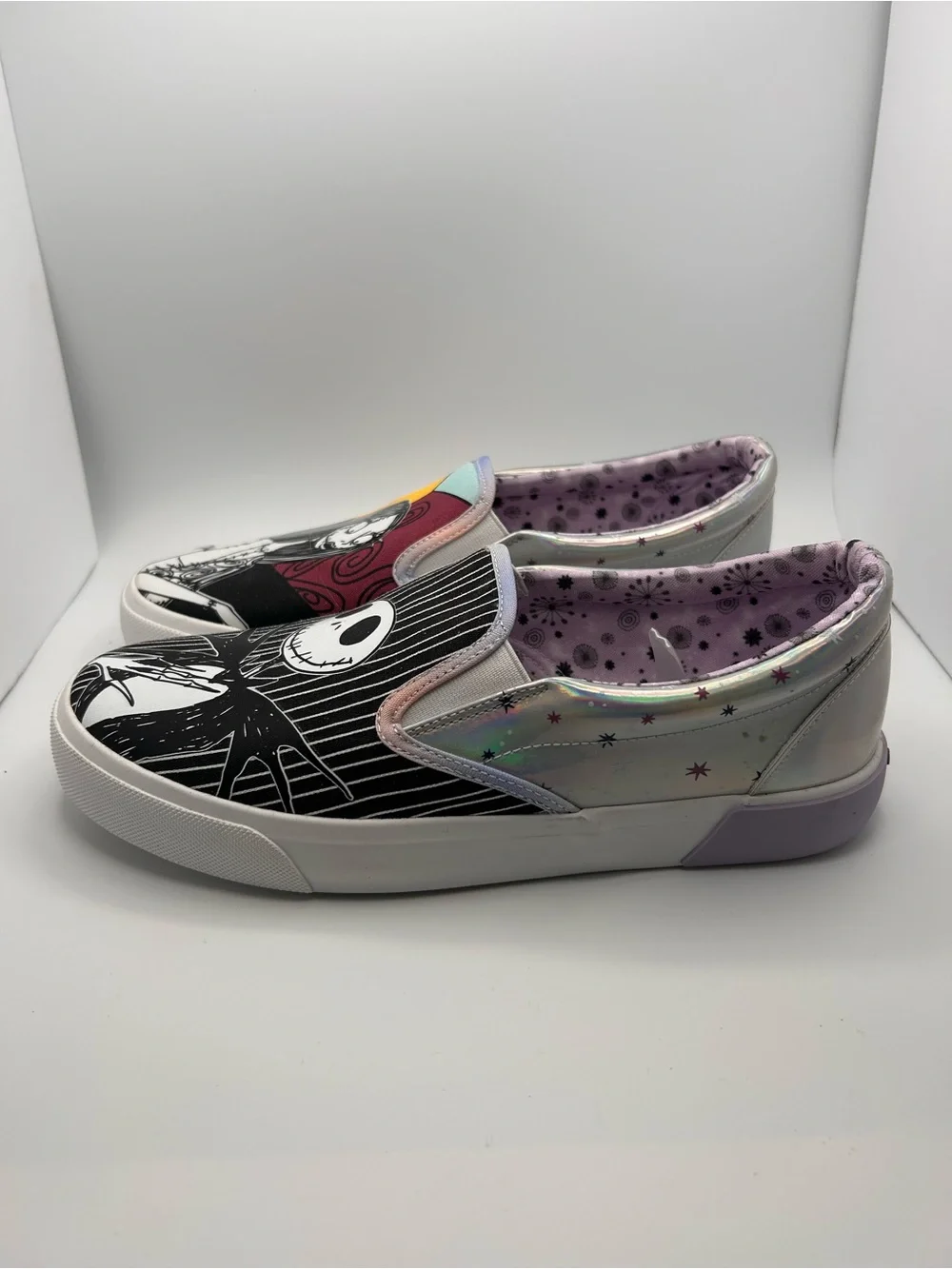 NWT Disney Nightmare Before Christmas Jack & Sally Slip-On Shoes Size 7.5